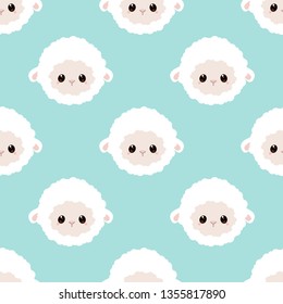Cute little sheep. Cartoon vector seamless pattern