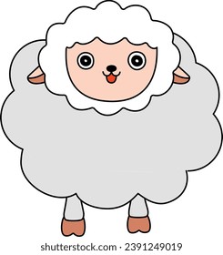 Cute little sheep front view.