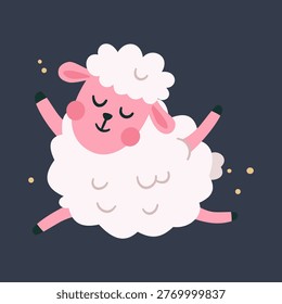A cute little sheep is happily hopping. A flat vector illustration in a simple, childlike style
sleeping, sleep, dream 