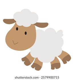 Cute little sheep vector cartoon illustration
