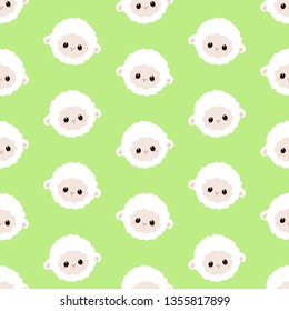 Cute little sheeps. Cartoon vector seamless pattern