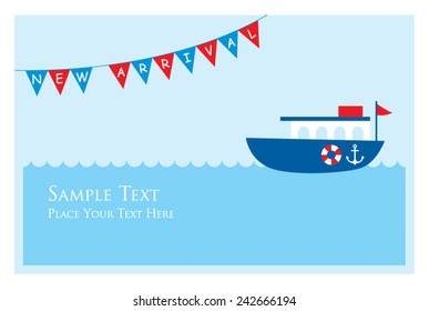 cute little ship baby new arrival announcement card