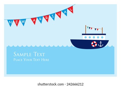 cute little ship baby new arrival announcement card