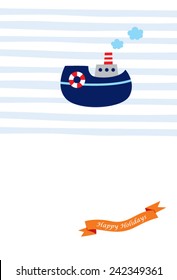 cute little ship happy holiday card