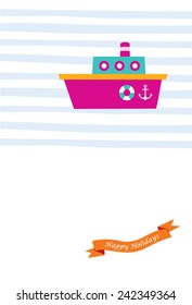 cute little ship happy holiday card