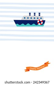 cute little ship happy holiday card
