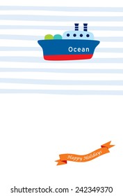 cute little ship happy holiday card