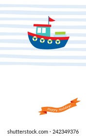 cute little ship happy holiday card