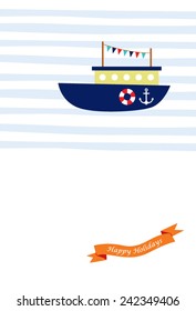 cute little ship happy holiday card