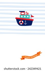 cute little ship happy holiday card