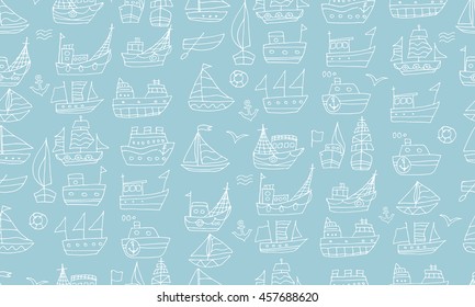 Cute little ships, seamless pattern for your design