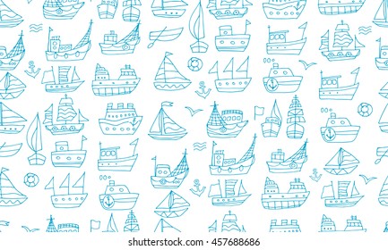 Cute little ships, seamless pattern for your design