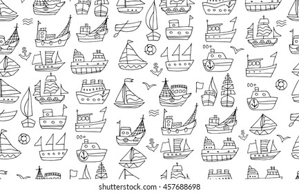 Cute little ships, seamless pattern for your design