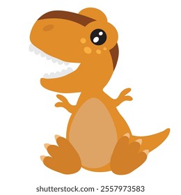 Cute little sitting baby tyrannosaur  vector cartoon illustration