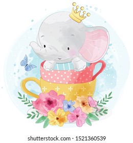 Cute little sitting inside in a tea cup 