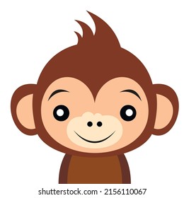 Cute little sitting monkey. Jungle animal. Cartoon character for baby print design, kids wear, baby shower celebration, greeting and invitation card. Flat vector stock illustration on white background