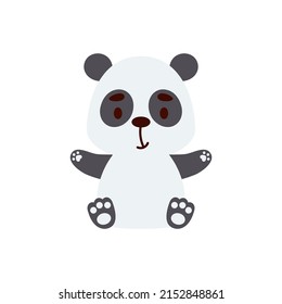 Cute little sitting panda. Cartoon animal character design for kids t-shirts, nursery decoration, baby shower, greeting cards, invitations, bookmark, house interior. Vector stock illustration