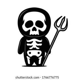 Cute little skeleton mascot design with halloween costume