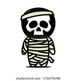 Cute little skeleton mascot design with halloween costume