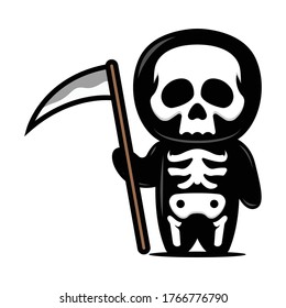 Cute little skeleton mascot design with halloween costume