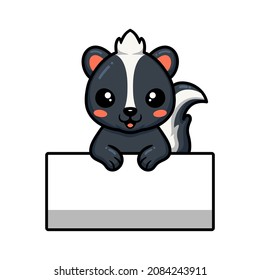 Cute little skunk cartoon with blank sign