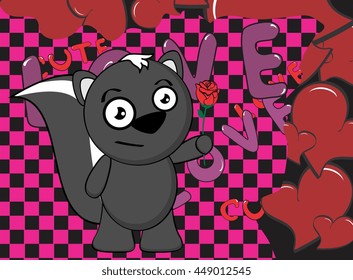 cute little skunk cartoon expression background in vector format 