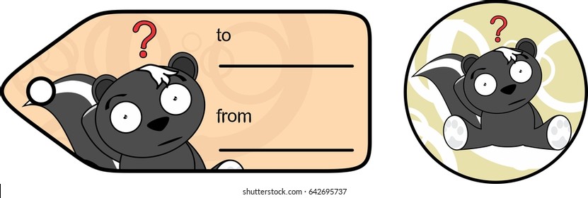 cute little skunk cartoon gift card in vector format very easy to edit