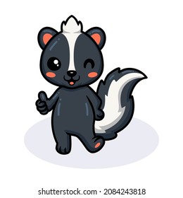 Cute little skunk cartoon giving thumb up