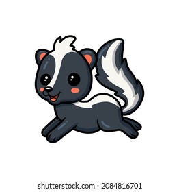 Cute little skunk cartoon jumping