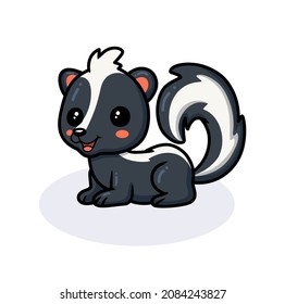 Cute little skunk cartoon lying down