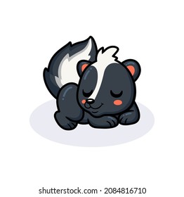 Cute little skunk cartoon lying down