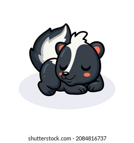 Cute little skunk cartoon lying down