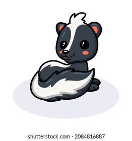 Cute little skunk cartoon lying down