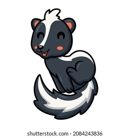 Cute little skunk cartoon posing