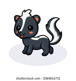 Cute little skunk cartoon posing