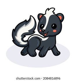 Cute little skunk cartoon posing