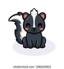 Cute little skunk cartoon sitting