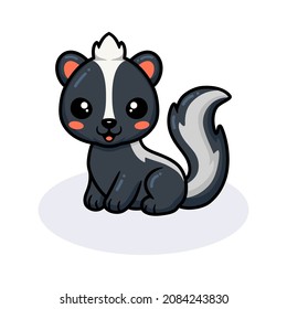 Cute little skunk cartoon sitting