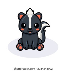 Cute little skunk cartoon sitting