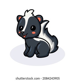 Cute little skunk cartoon sitting