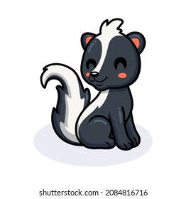 Cute little skunk cartoon sitting