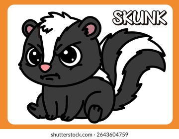 Cute little skunk  happy smile cartoon illustration. vector 2 dimension