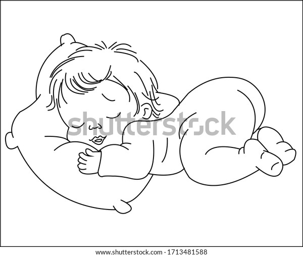 Cute Little Sleeping Baby Vector Illustration Stock Vector (Royalty ...