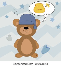 Cute little sleeping bear vector illustration