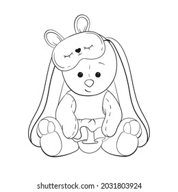 Cute little sleepy bunny coloring book