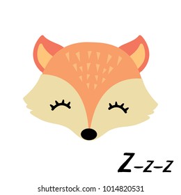 Cute Little Sleepy Fox.Animal Vector Illustration