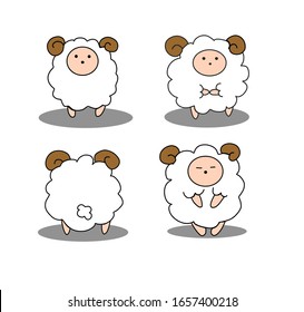 Cute little sleepy white sheep