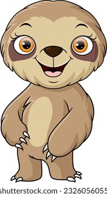 Cute little sloth cartoon standing