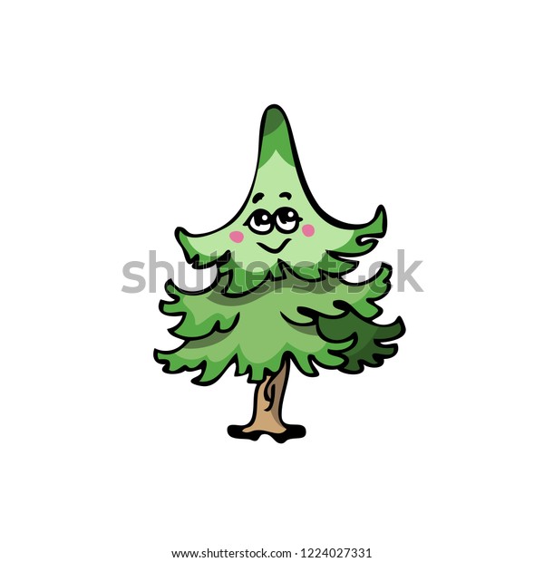 Cute Little Smiling Christmas Tree Eyes Stock Vector (royalty Free 