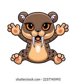 Cute little smilodon cartoon posing
